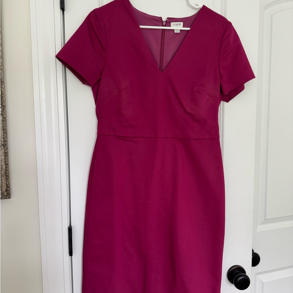 J. Crew Pink Sheath Midi Dress V-Neck Short Sleeve